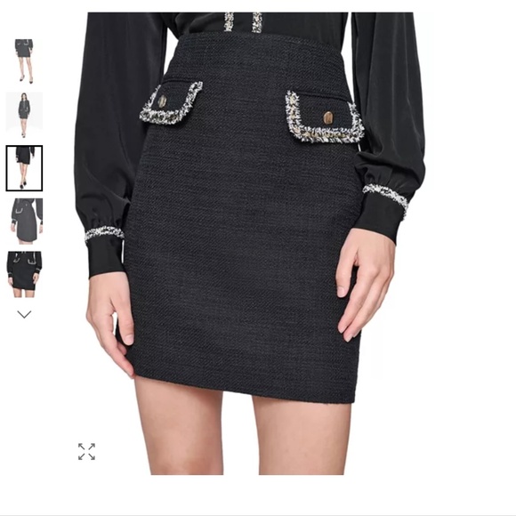 KARL LAGERFELD Tweed Mini Skirt Size 16 in Black - NWT - Picture 1 of 6